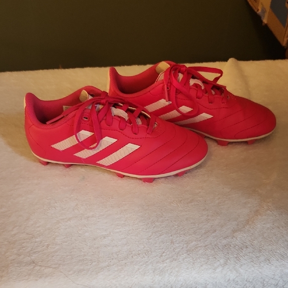 adidas Other - Adidas Bright Red Soccer Shoes with White Stripes